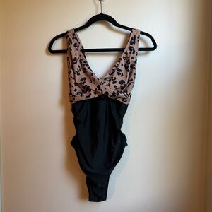 Animal Print & Black One-Piece Swimsuit 115